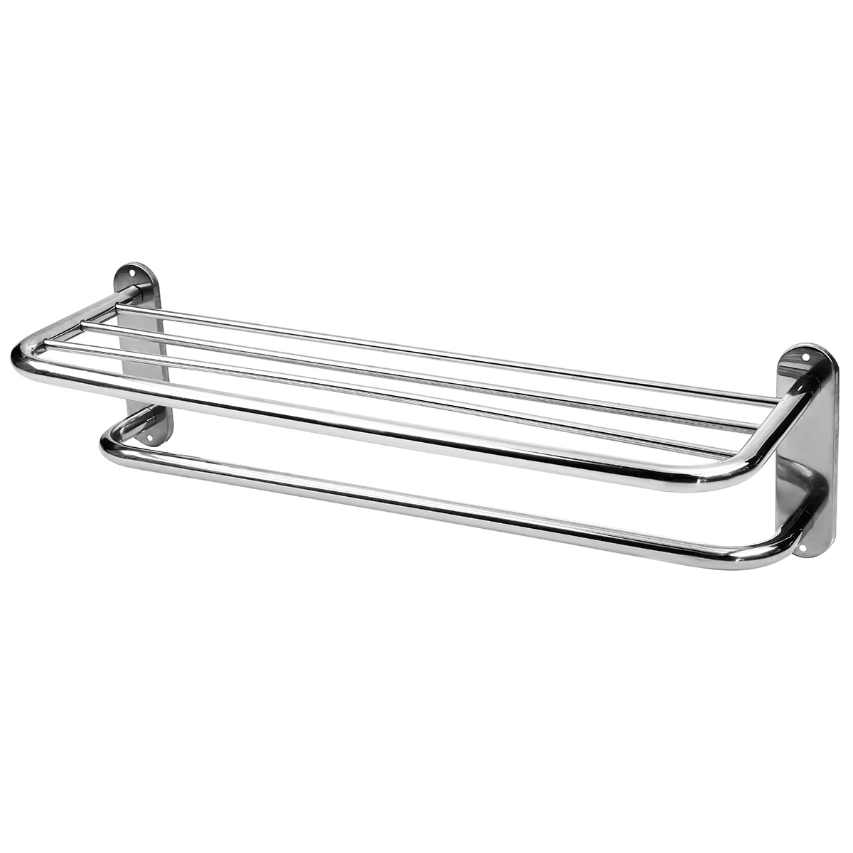 Stainless Steel Bathroom Towel Shelf Double Layers Rail Stable Smooth Holder