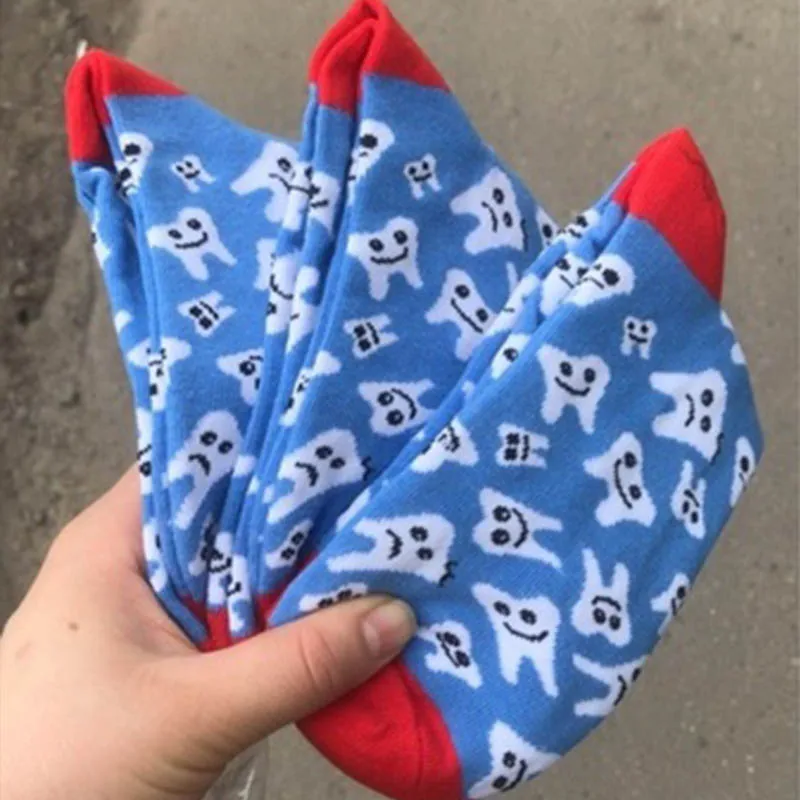 Женские носки, японские хлопковые цветные Мультяшные милые забавные счастье кавай, пицца, попкорн, чужеродные носки для девочек, рождественский подарок