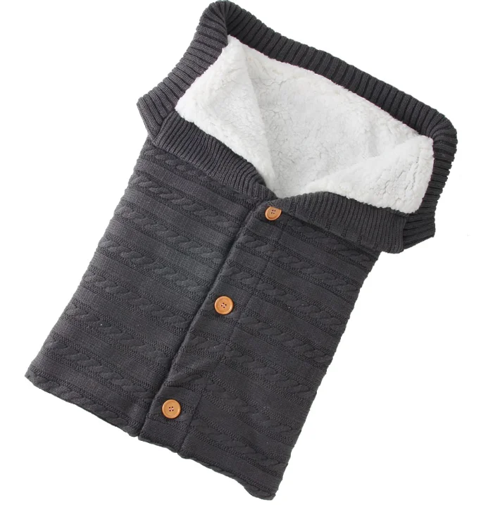 Pudcoco/зимние теплые спальные мешки для новорожденных; вязаная Пеленка на пуговицах для младенцев; Пеленальное Одеяло для коляски; спальные мешки