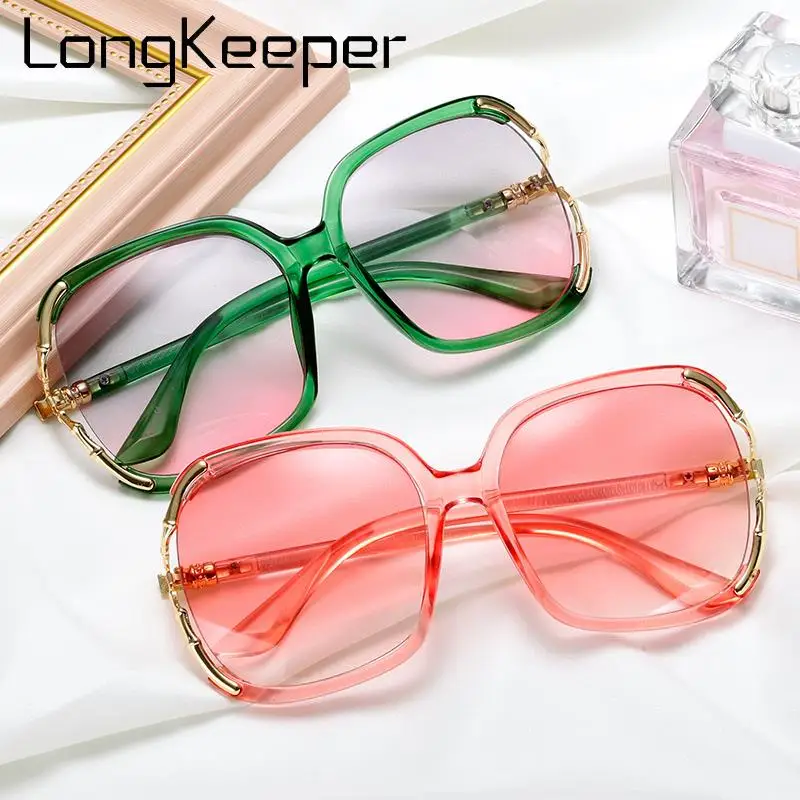 

Fashion Women Oversized Sunglasses Luxury Brand Big Frame Square Sun Glasses Female Gradient Eyeware Pink Green Gafas UV400