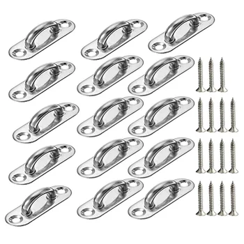 

1.8 x 0.6 Inch Stainless Steel Ceiling Hook Pad Eye Plate Marine Hardware Staple Hook Loop Screws Mount 15 Pcs