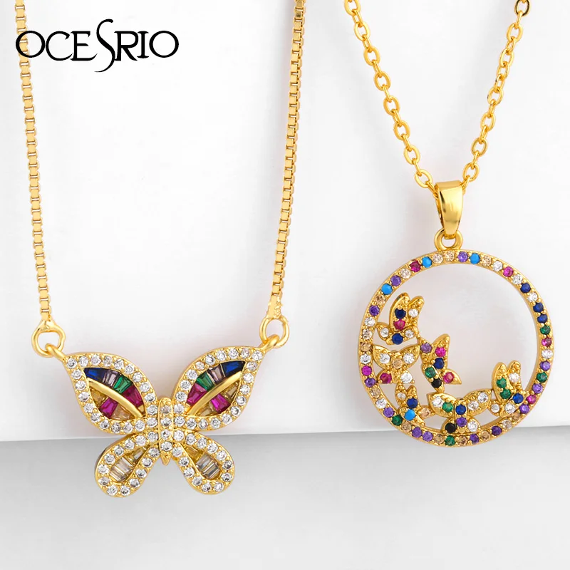 

Animal Butterfly Necklace & Pendant Gold Long Tennis Chain Cubic Zirconia Necklaces For Men Women Hip hop Rock Jewelry nke-p63