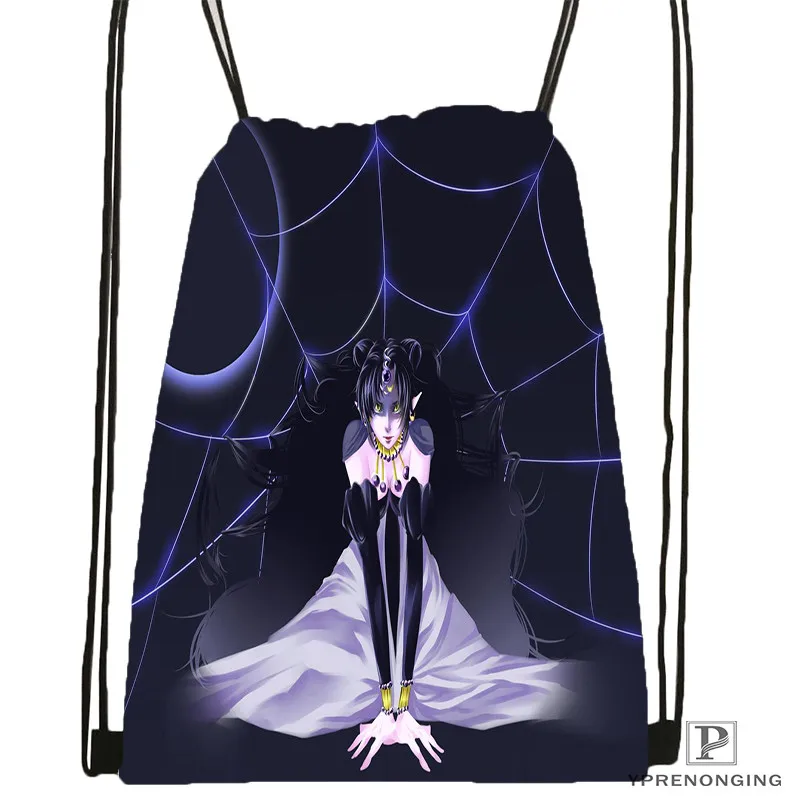 Drawstring Backpack Пользовательские Сейлор Мун походная сумка на шнурке милый рюкзак дети ранец(черная спина) 31x40 см#180531-02-08 - Цвет: Drawstring Backpack