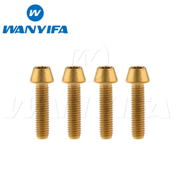 M6X25 gold Waniifa M6X25 30 35 40 мм велосипедные титановые болты коническая головка шестигранные винты велосипедные аксессуары - Цвет: M6X25 gold