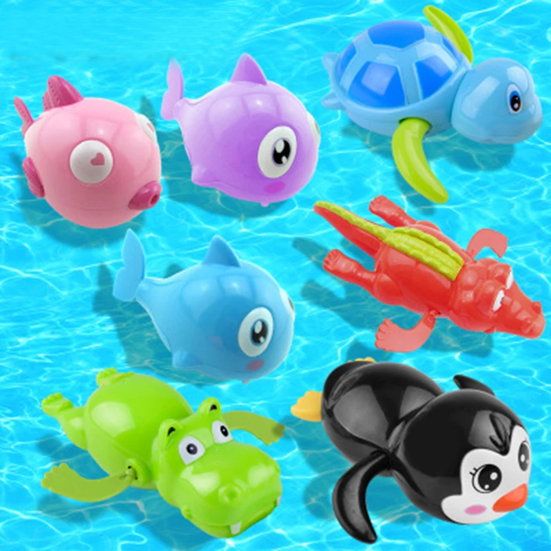 1Pcs Random Color Cute Animal Bath Fish Wind Up Toys Running Clockwork Classic Toy Bathing Toy Newborn Spring Toys For Children