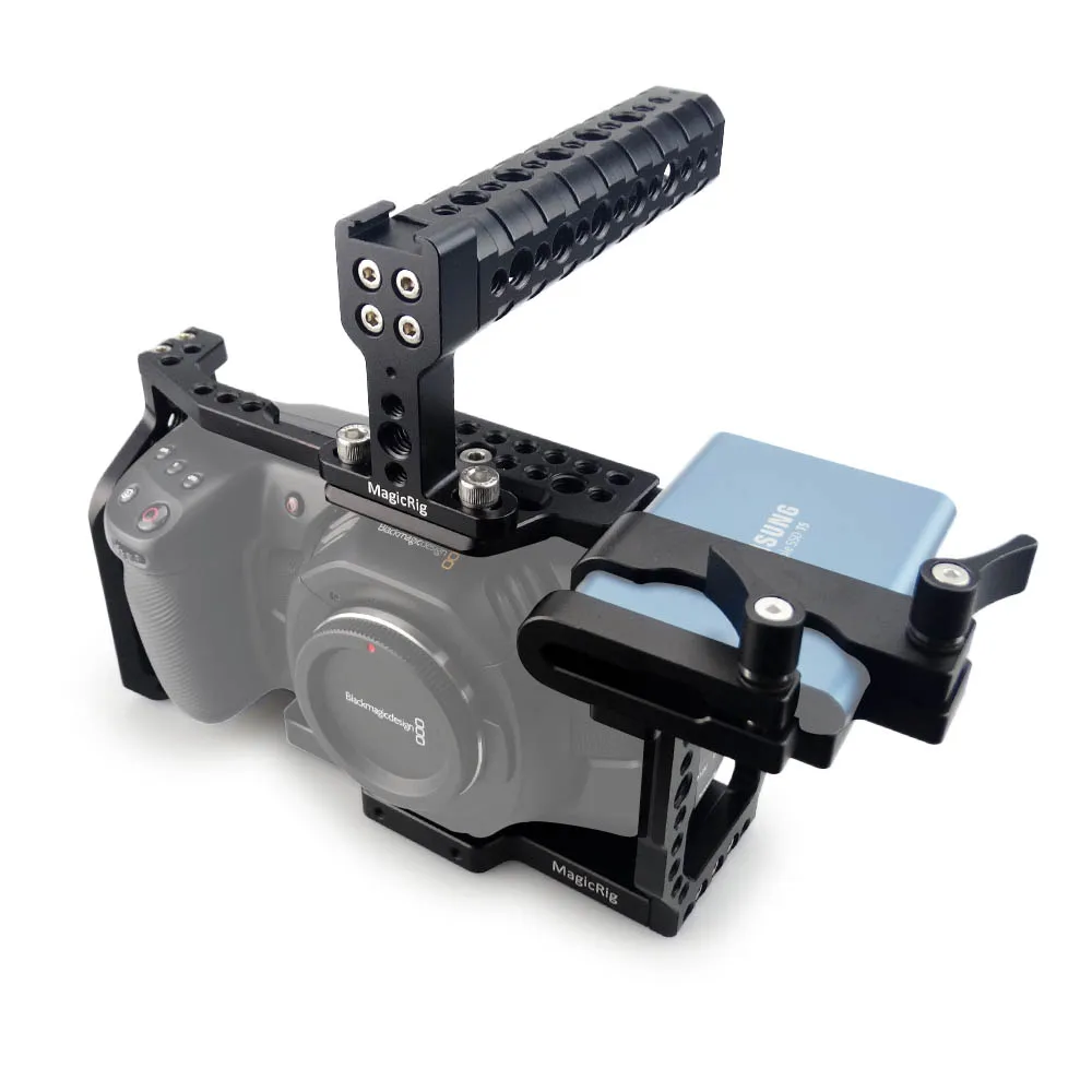 MAGICRIG BMPCC 4K /6K Camera Cage with Top Handle + T5 SSD Holder for