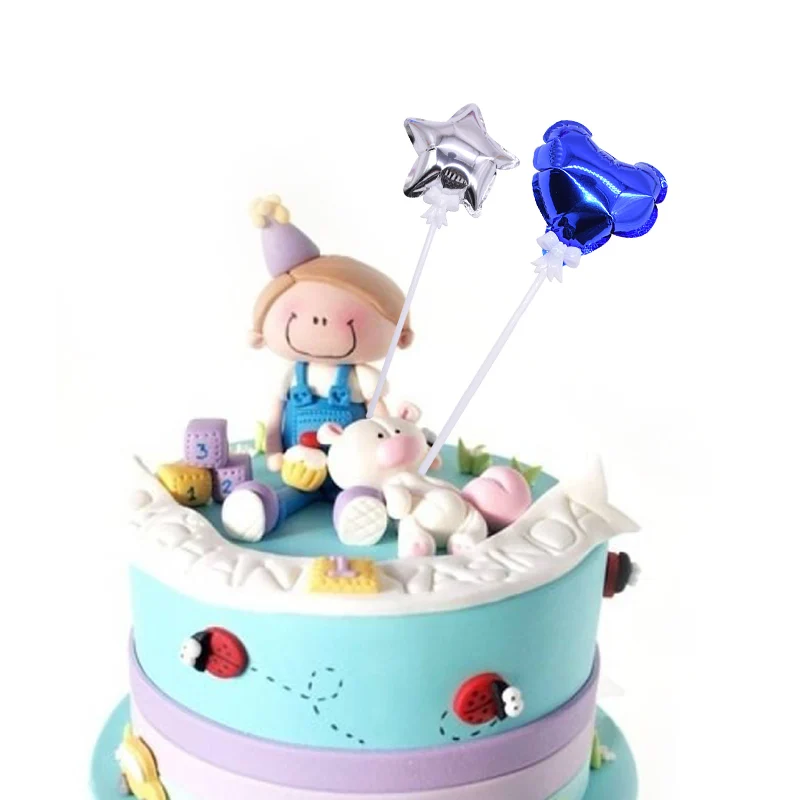 Звезда Сердце шар торт Топпер мини фольги Воздушные Шары кекс декора на свадьбу День рождения, детский душ вечерние сувениры орнамент поставки