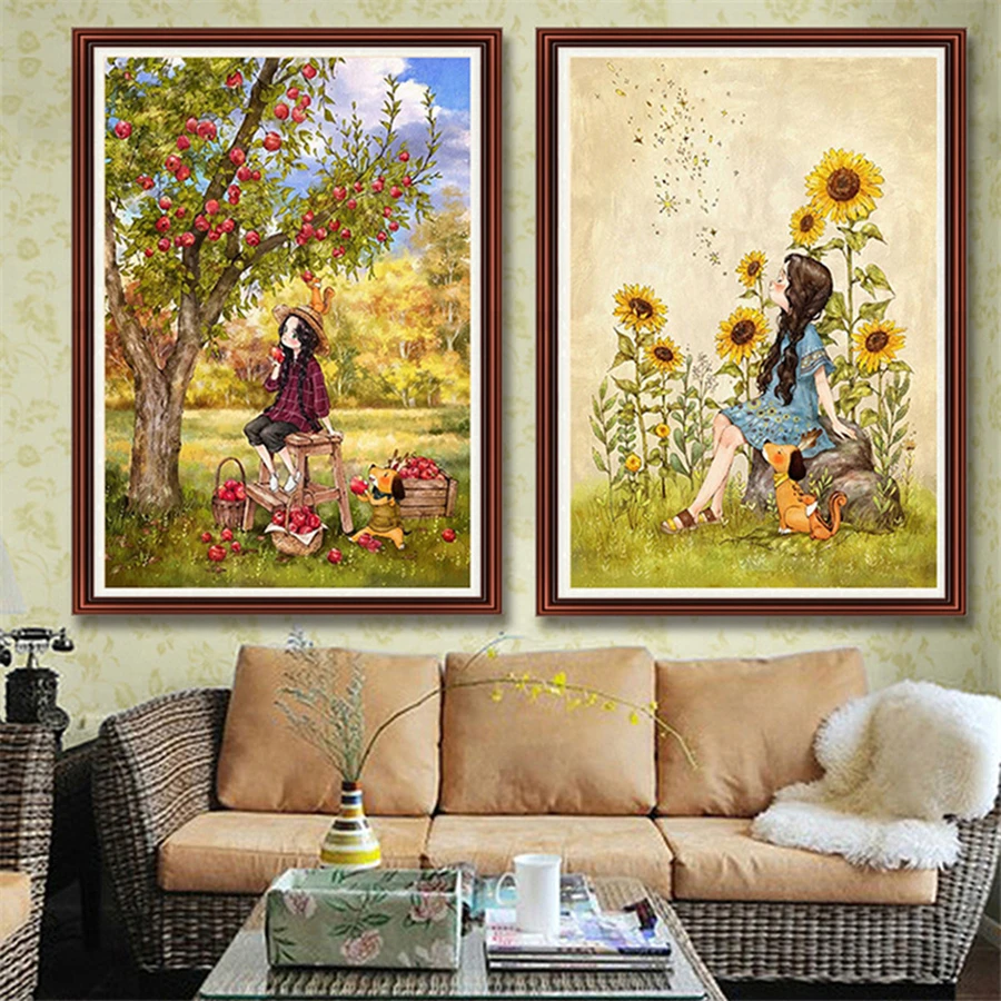 

DIY 5D Diamond Painting Scenic Style Lovely Kit Full Drill Square Embroidery Mosaic Art Picture Of Rhinestones Home Decor Gifts