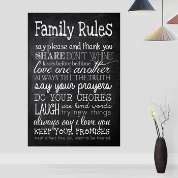 

Family Rules Retro Poster Canvas Print Home Decor Wall Art Decor No Frame