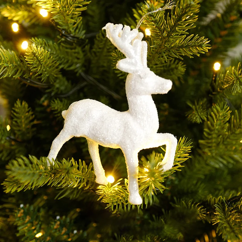 Christmas Tree Decorations White Angel Doll Reindeer Snowflakes Shape Xmas Tree Hanging Ornament Kids toys DIY Crafts noel natal