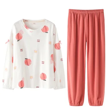 

Autumn Korean style long-sleeved thin home service suit, new simple and comfortable pajamas women