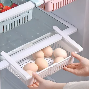 

2pcs Kitchen Organizer Kitchen Refrigerator Storage Rack Fridge Freezer Shelf Holder Pull-out Drawer Organiser Space Saver