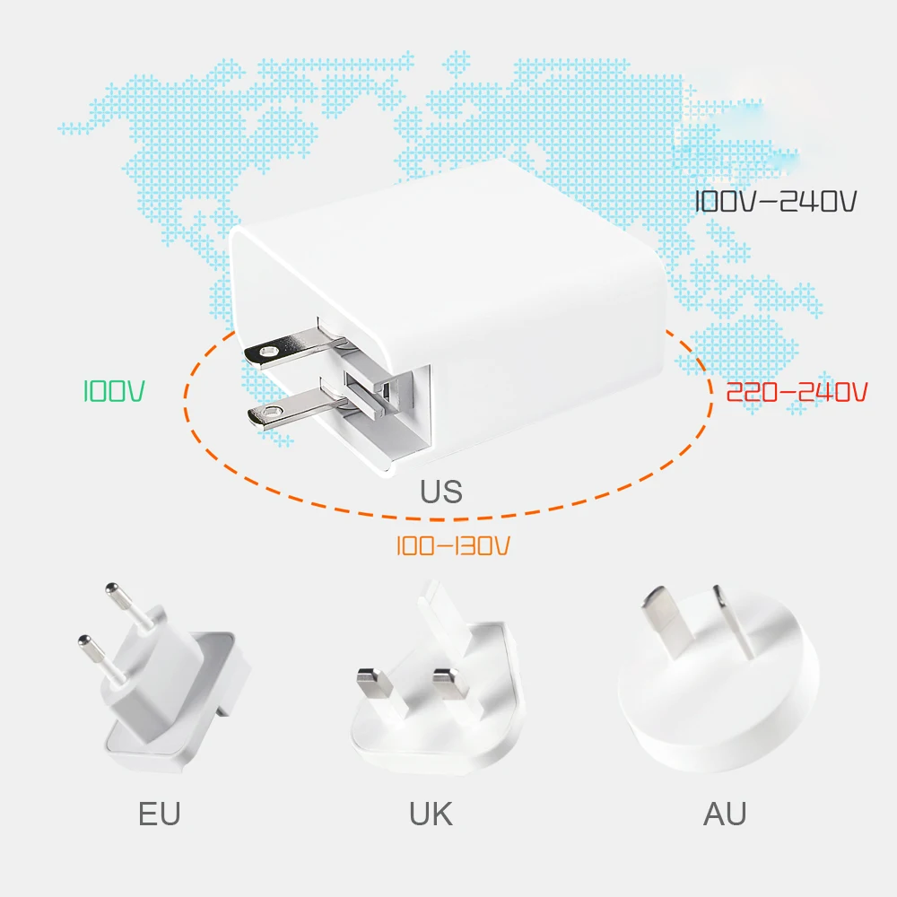 60 Вт USB-C адаптер питания, 1 PD30W, 1 QC3.0/AFC зарядное устройство, 1 2.4A для XIAOMI USB-C ноутбуков MacBook iPad Pro iPhone 11 x/8 s9/s10/note9