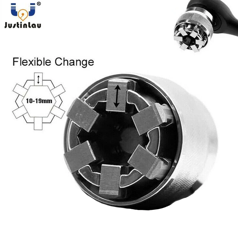 Adjustable 10-19mm Socket Multi Drill Attachment Magic Tool Universal Wrench Cover Chrome Molybdenum Steel Universal Sleeve Adjustable 10-19mm Socket Multi Drill Attachment Magic Tool Universal Wrench Cover Chrome Molybdenum Steel Universal Sleeve
