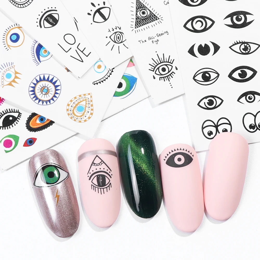 19pcs Mixed Sexy Designs Nail Art Stickers Set Leopard Abstract Eyes Full Wraps Sliders For Winter Nail Art Decor Decals LA765-1