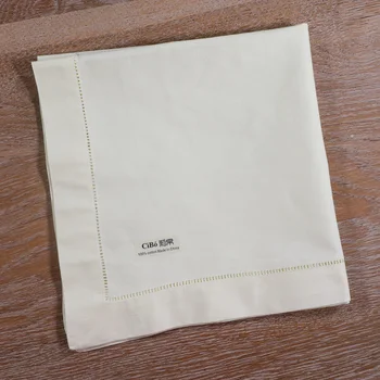 

N040: 12 pieces Light yellow Cotton Blend Napkins Ladder Hemstitch Cloth Dinner Napkin