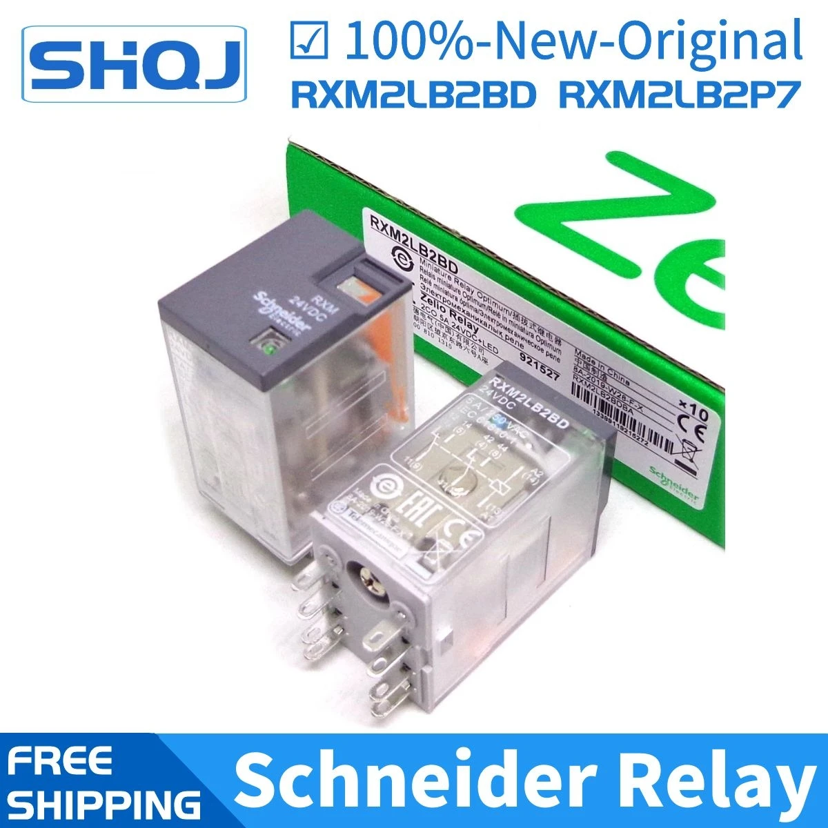 Schneider Relé Rxm2lb2bd Rxm2lb2p7 Rxm2lb2b7 Rxm2lb2f7 Rxze1m2c 2co 5a 24vdc 24vac 230vac 100-novo-original Pcs