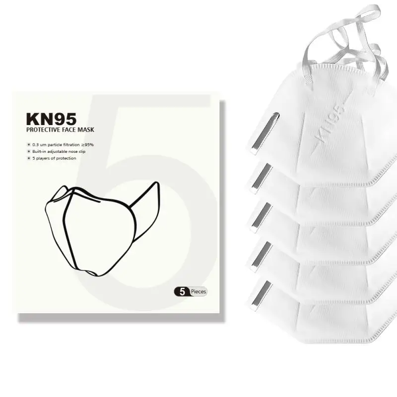 

5 Packs KN95 Face Mask PM2.5 Anti-fog Dust-proof Face Mask Safety Work Respirator Protection New Metal Nose Face Mask Protective