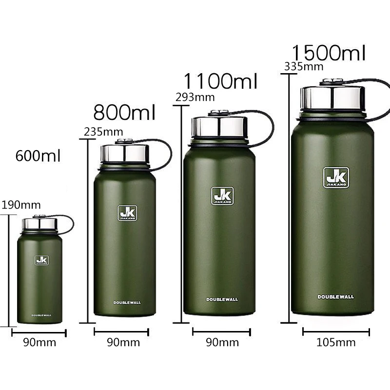 Термос с изоляцией из нержавеющей стали большой емкости, вакуумная колба, портативная Спортивная Термокружка с ручкой
