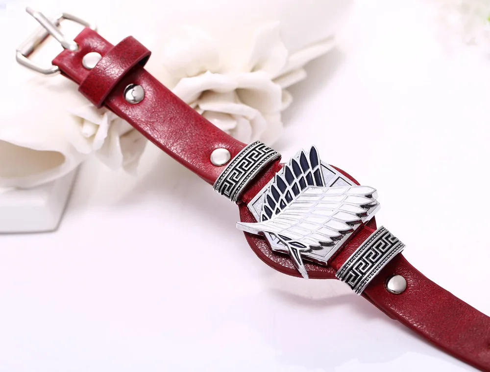 Anime Attack on Titan Japanese Leather Bracelet Cosplay Accessories Shingeki No Kyojin Cosplay Props Scouting Legion Men Women