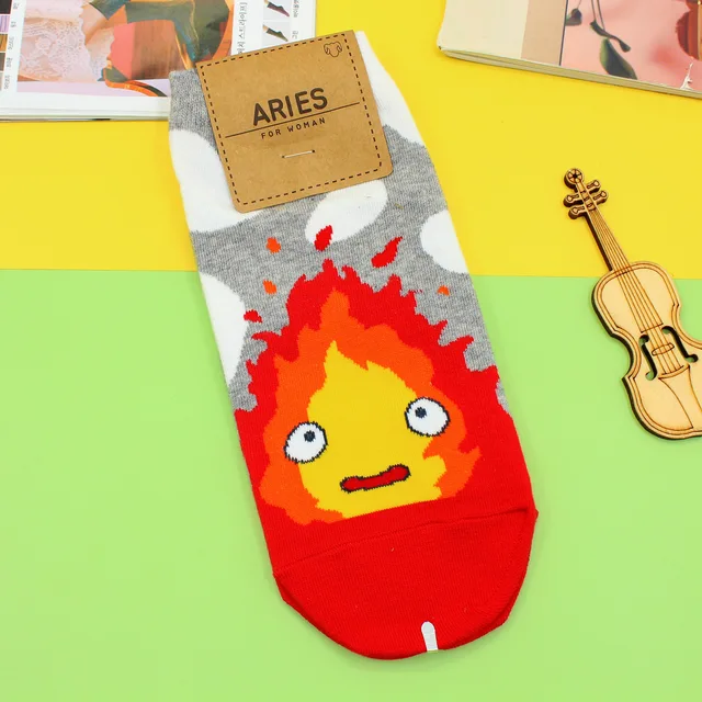 Cartoon Cat Cute Socks Women No Face Man Sock Totoro Funny Fashion Anime Spring Autumn Sweat Absorption Gray Classic Cotton Sock 603