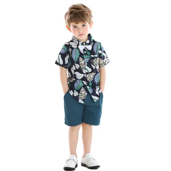

Kids Clothes set Summer Boys Clothing Sets Fashion Tie Floral T-shirts + Solid Short 2pcs Suit Children Clothes For Boys