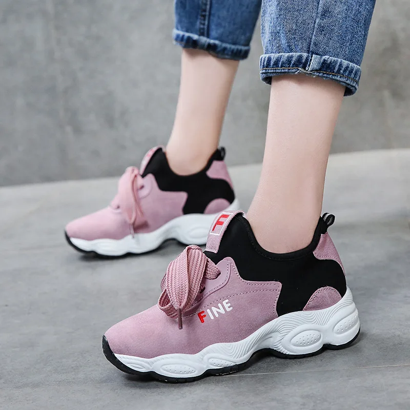 Harajuku/Женские повседневные кроссовки для папы; Розовая обувь; Женская осенне-летняя Студенческая обувь для прогулок; tenis feminino - Цвет: Розовый