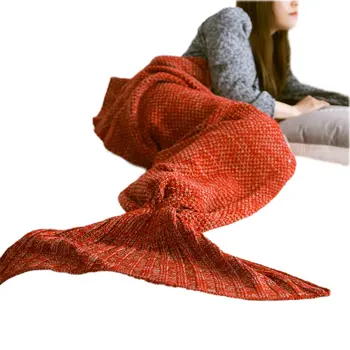 

5 Colors Mermaid Tail Blanket Lady Soft Handmade Sleeping Bag Fashionable Knitted Blanket Fishtail Sleeping Bedspreads