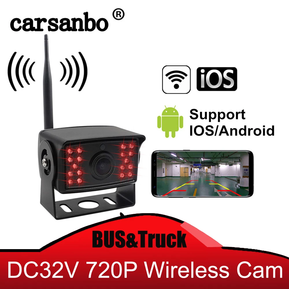 

Carsanbo 12V 24V 125 to 150 Degree Wide Viewing Angle Wireless WiFi Bus Camera Car Rear Camera For Android For IOS Phone