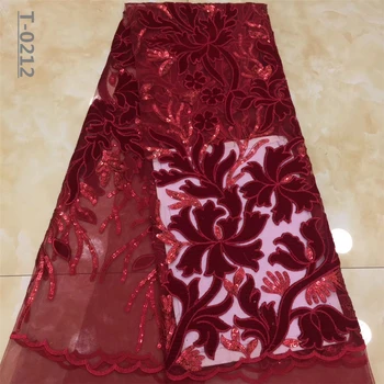 

Best Selling Latest African Velvet Lace Fabrics With Sequin High Quality Embroidery French Lace For Evening Dress