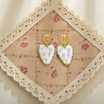 

Hot Korean Heart Geometric Irregular Drop Earrings Women Simple Sweet Acrylic Pearl Alloy Earrings Jewelry