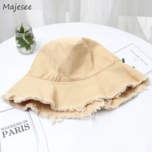 Женские шапки-ведро, однотонные, широкие, необычные, элегантные, корейский стиль, для девушек, подходят ко всему, повседневная женская шляпа, Harajuku, винтажная, защита от солнца