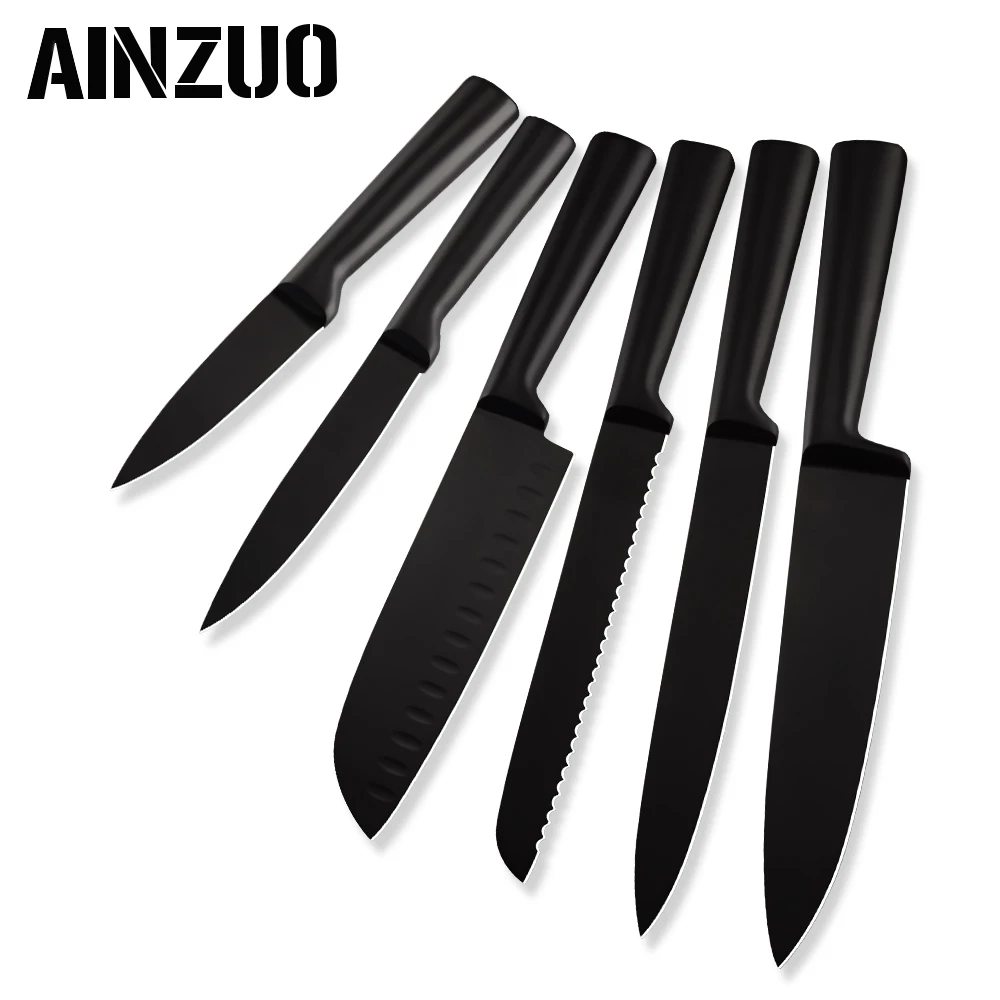 AINZUO 6 шт черный Пластик Кухня Ножи защита лопастей ножны Набор для 3,5, 5, 7, 8, 8, 8 дюймов кухонные аксессуары, нож