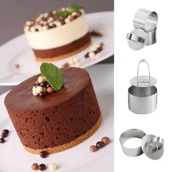 

Diy Fondant Mousse Cake Mold Stainless Steel Decorating Tools Round Silver Ring Slicer Cutter Hand Push Baking Cooking