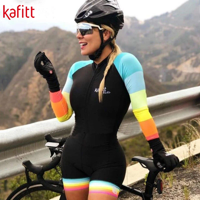 2020 Pro Team Triathlon Long Sleeve Cycling Jersey Suit Ladies Jersey Jumpsuit Jumpsuit Bicycle Gel Pad