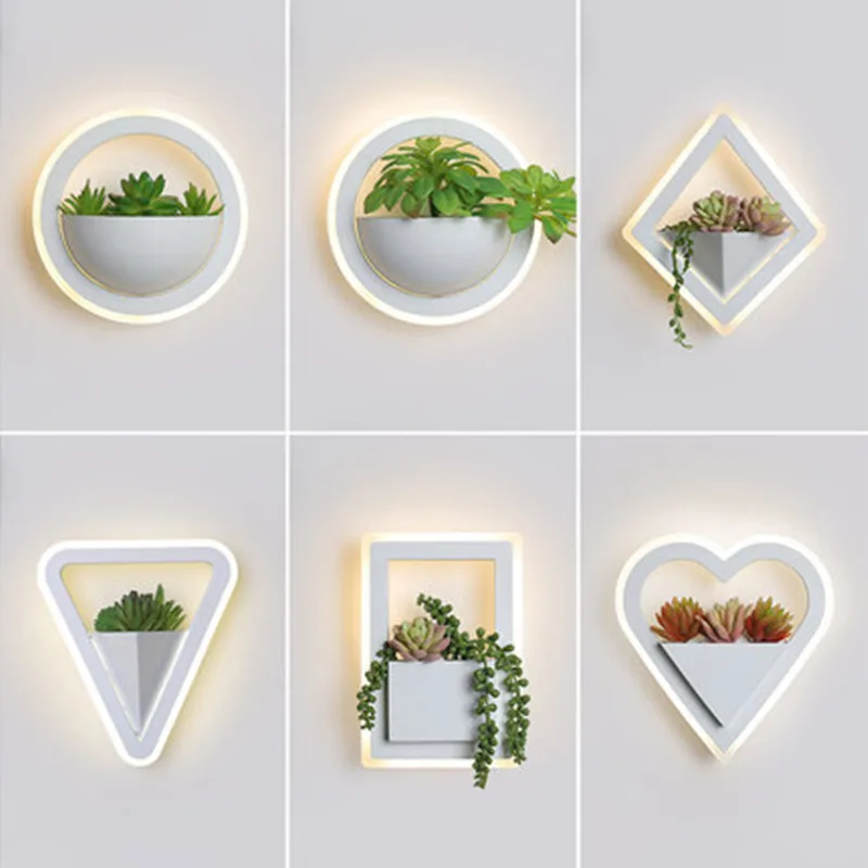 

Modern Led Wall Lights For Bedroom Living Room Bedside White Color Wall Lamp Fixtuers Wall Sconce With Plant