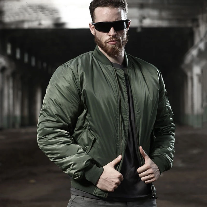 Chaqueta bomber de piloto Air para hombre, chaqueta Bomber militar  informal, chaqueta de piloto verde con cremallera sólida, abrigos ajustados  para hombre, nuevo - AliExpress