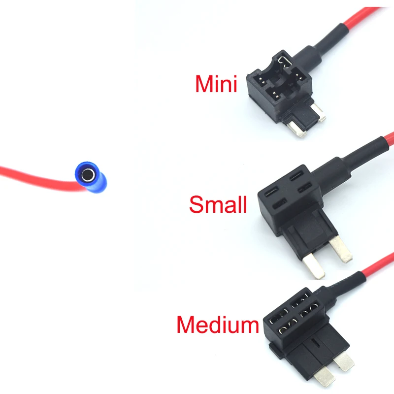 12V Car Fuse Holder MINI SMALL MEDIUM Size Add-a-circuit TAP Adapter with 10A Micro Mini Standard ATM Blade Fuse