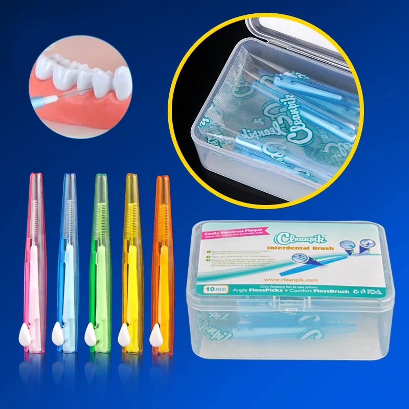 

10Pcs/Box Self-contained straight Orthodontic Interdental Brushes Teeth-Braces Tooth clearance brush Oral Cleaning Dental Tools
