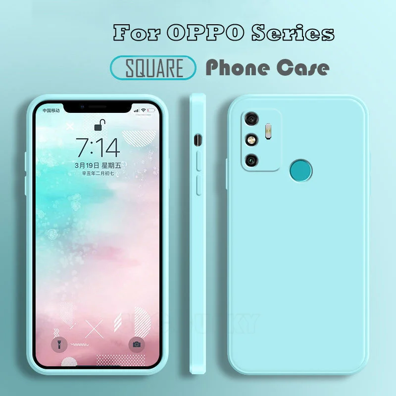 Новый квадратный силиконовый чехол для OPPO A53 2020 A53S 4G A72 A52 A15 A31 A91 A5 A9 A5S A12 AX7 Realme 7 8 Pro