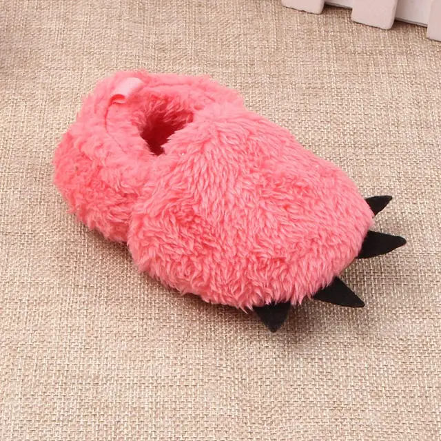 Koovan Children Home Shoes Winter Warm Stuffed Claws Out Shoes Baby Toddler Firstwalkers For Baby Boys Girls Lovely Slipper Red