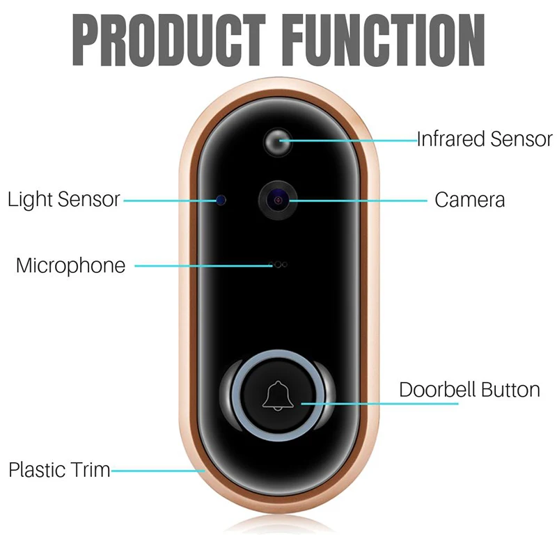 

Wireless Smart DoorBell WiFi Video Intercom Phone Door Bell Camera Two-way Audio