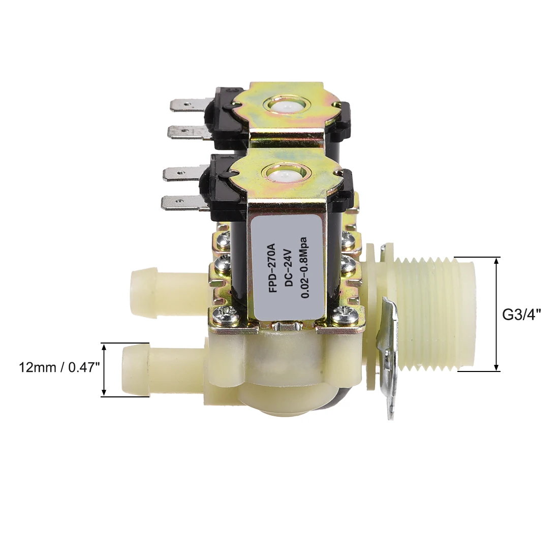 Uxcell Электрический электромагнитный клапан DC12V/24 В G3/4x12 мм Барб пластик NO/NC давление воды на входе переключатель потока