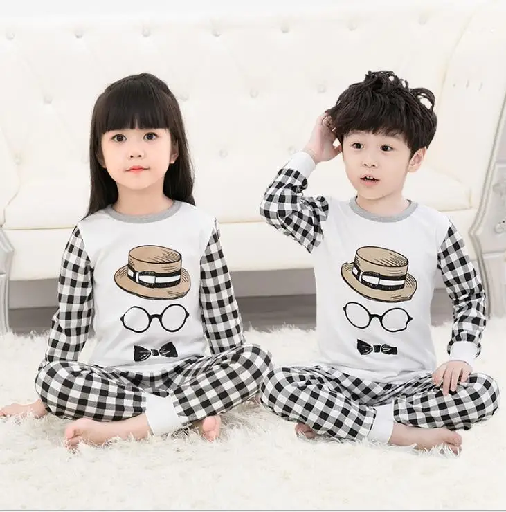 style 16 Boys and girls spring and autumn home service autumn new big boy cotton long-sleeved pajamas set children's clothing - Цвет: style 16