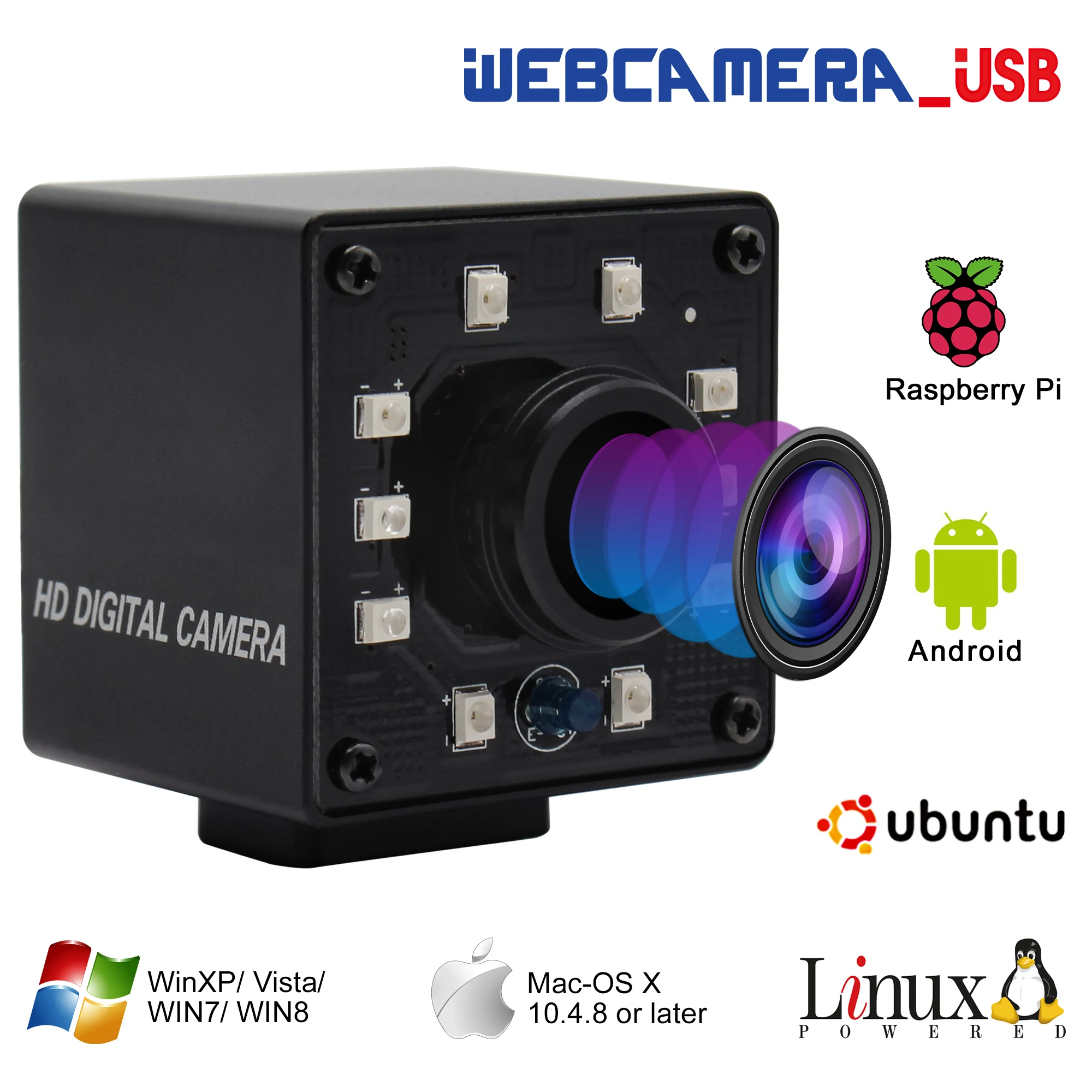 1080P CMOS OV2710 30/60/120fps Wide Angle 180degree Night Vision IR CUT Infrared USB Webcam Camera for Android Linux Windows |