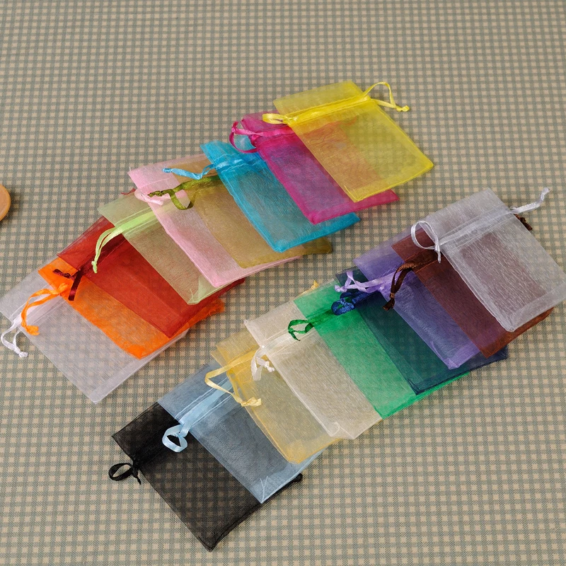 Bolsa de Organza para Embalaje de Joyería, Envoltorio para Guardar Dulces para Fiesta y Boda, Regalo, 50 Uds. - Imagen 2
