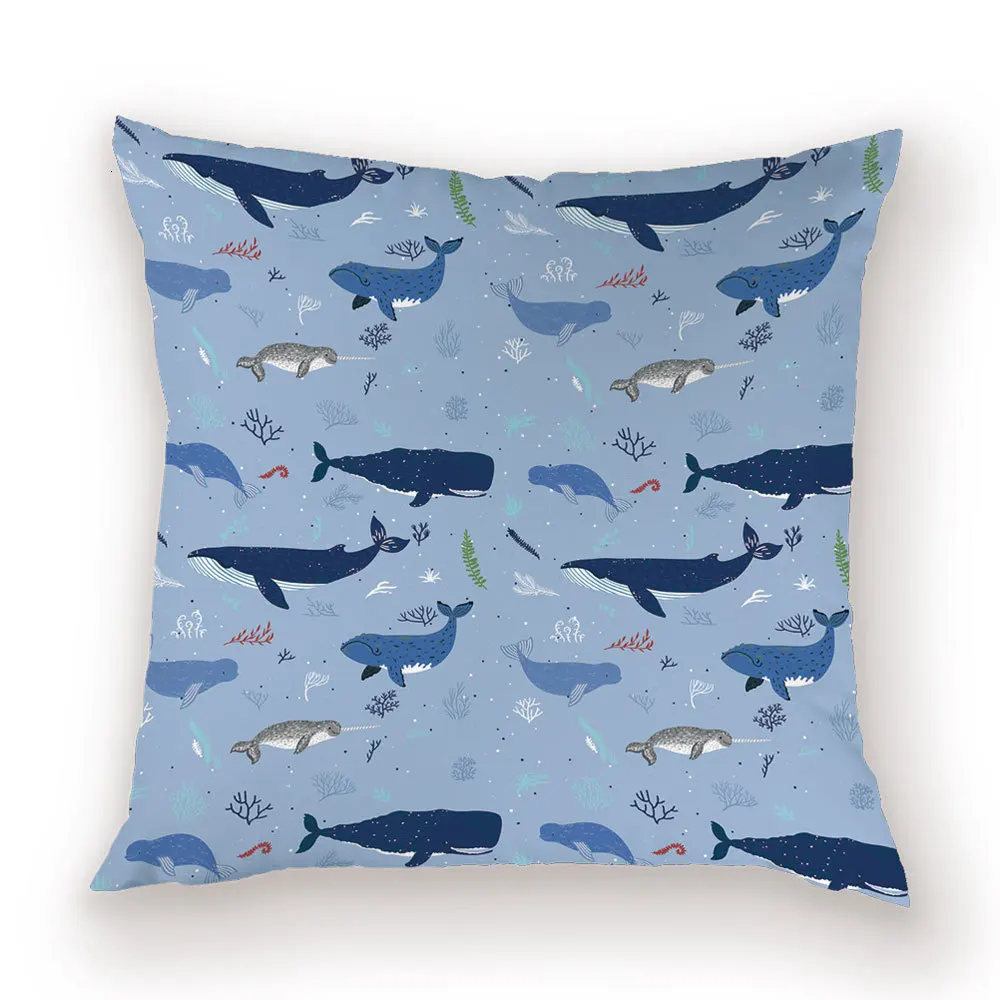 Narwhal мультяшный красочный чехол для подушки морской скандинавский домашний декоративный чехол для подушки s лодка 45*45 Декор кровать диван наволочка