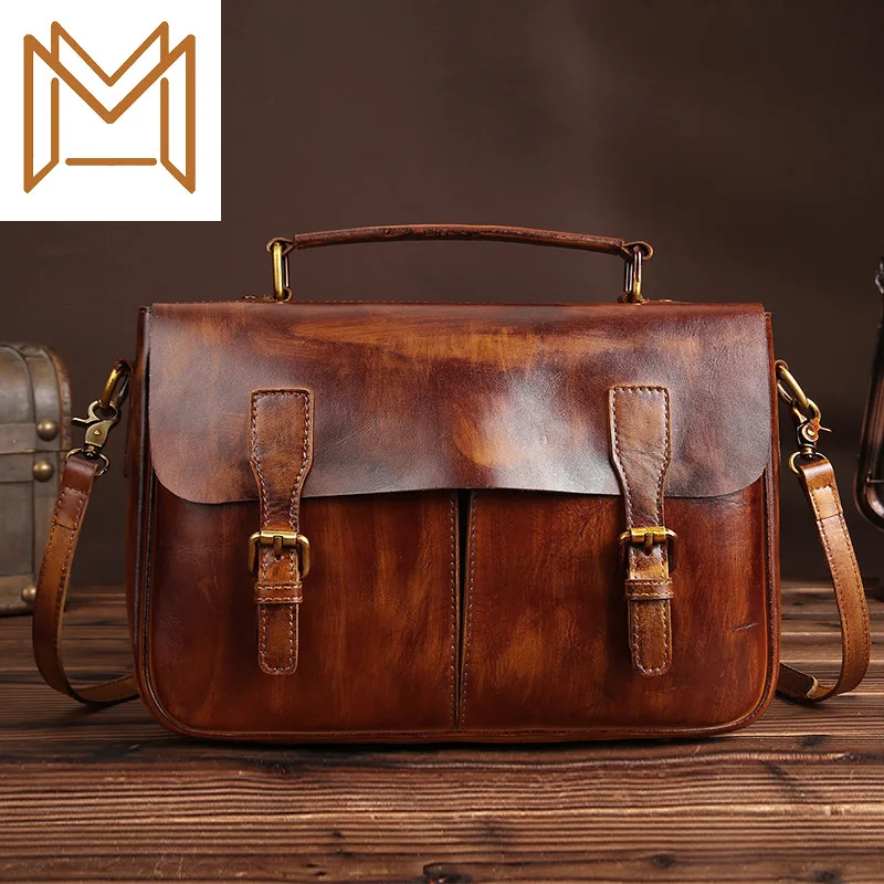 

Genuine Leather Wind Woman Package Single Shoulder Portable Layer Cowhide Color Package