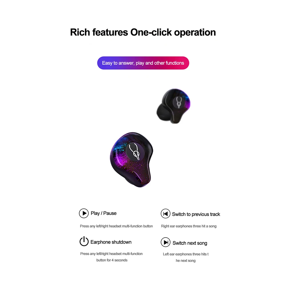 TWS Bluetooth 5,0 наушники с сенсорным управлением беспроводной стерео громкость Регулируемый 8 часов музыка шумоподавление вызов бинауральные наушники