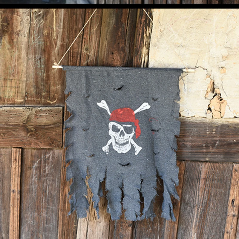 

1pc Jolly Roger Skull Decor Flags Party Halloween Tricot Fabric Hanging Props Hanging Flags Party Hanging Flag Halloween Decor